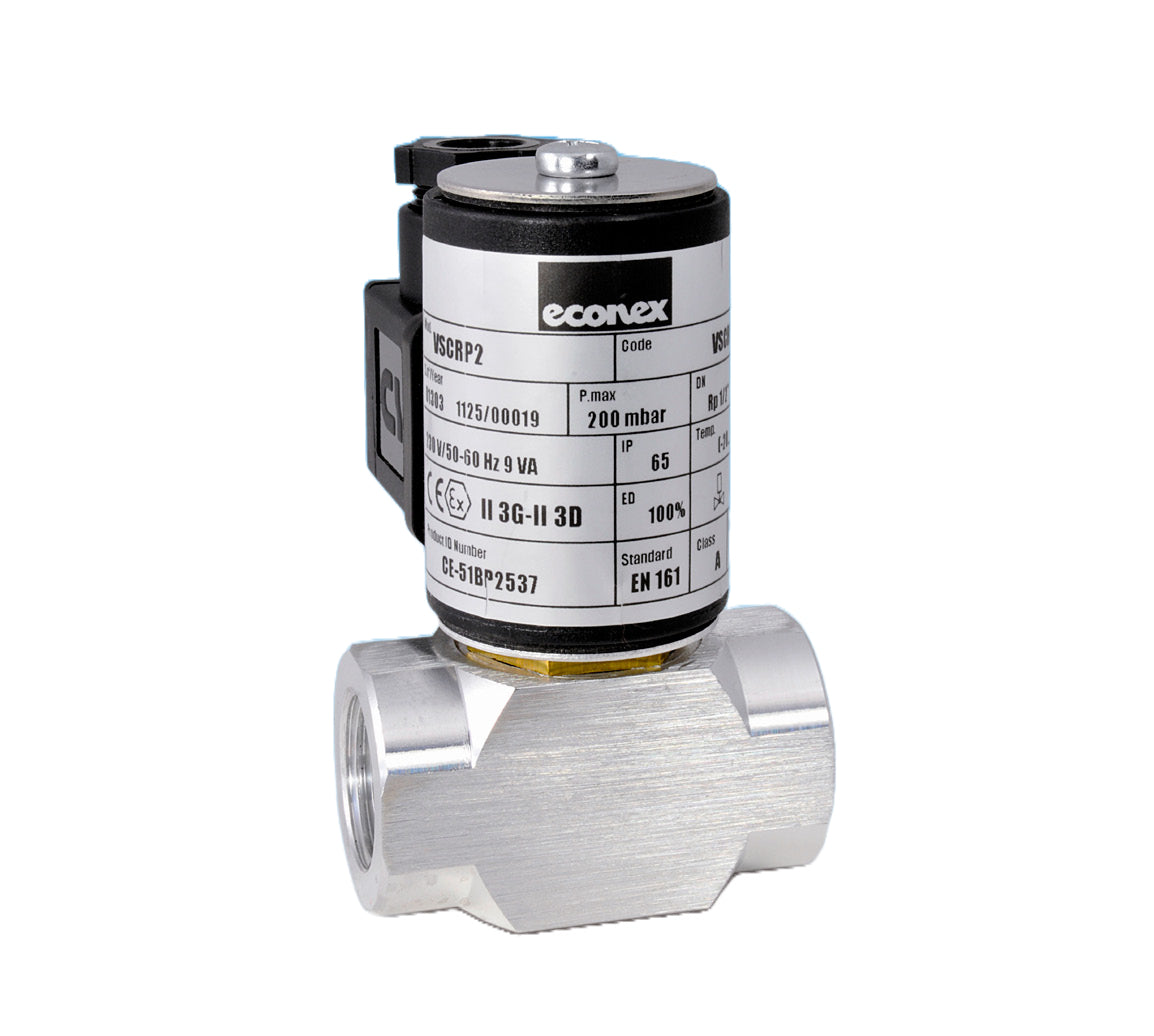 Econex VSCRP1010C Zweiwege-3/8-Magnetventil, einstellbarer maximaler Durchfluss – normalerweise geschlossen