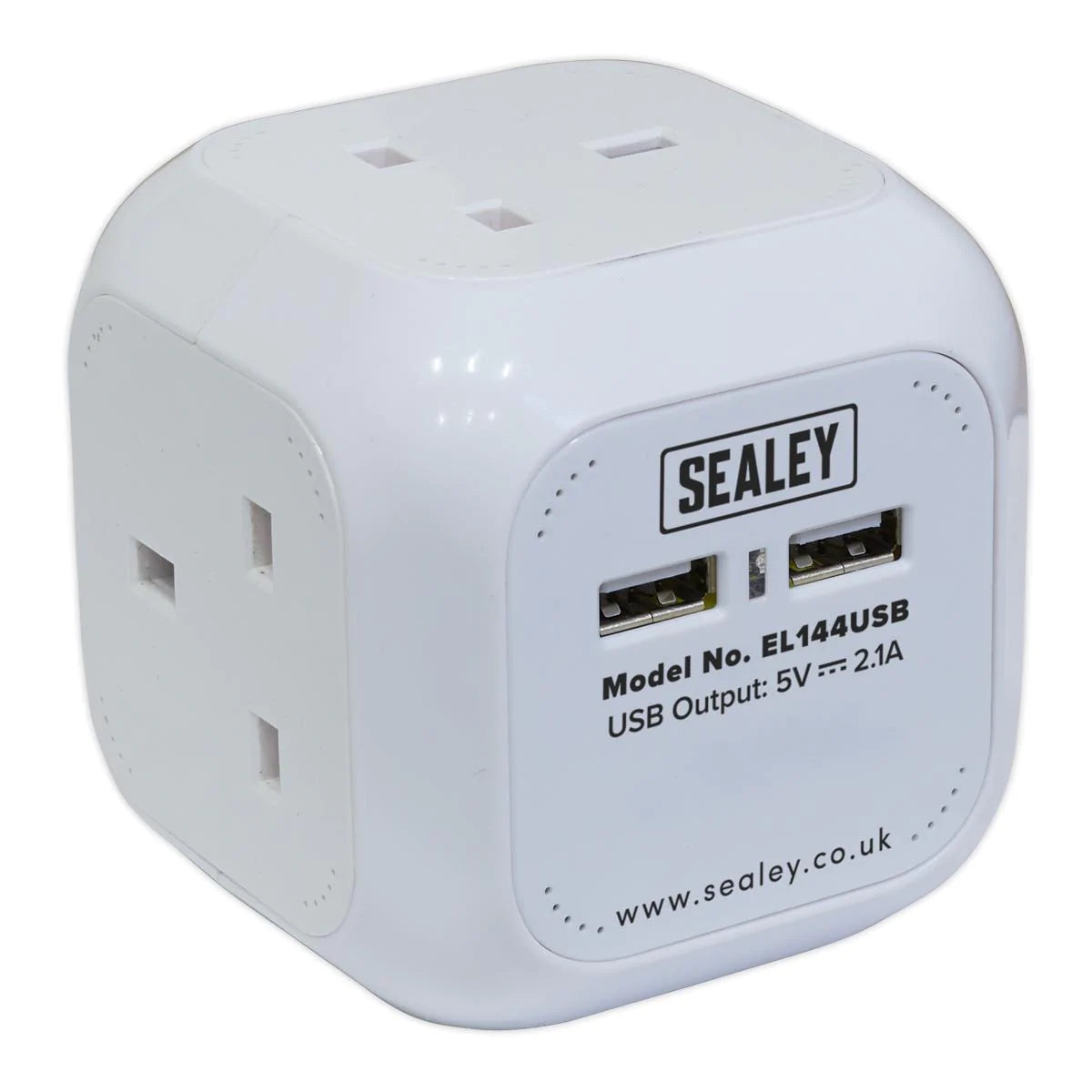 Extension Cable Cube 1.4m 4 x 230V & 2 x USB Sockets - White