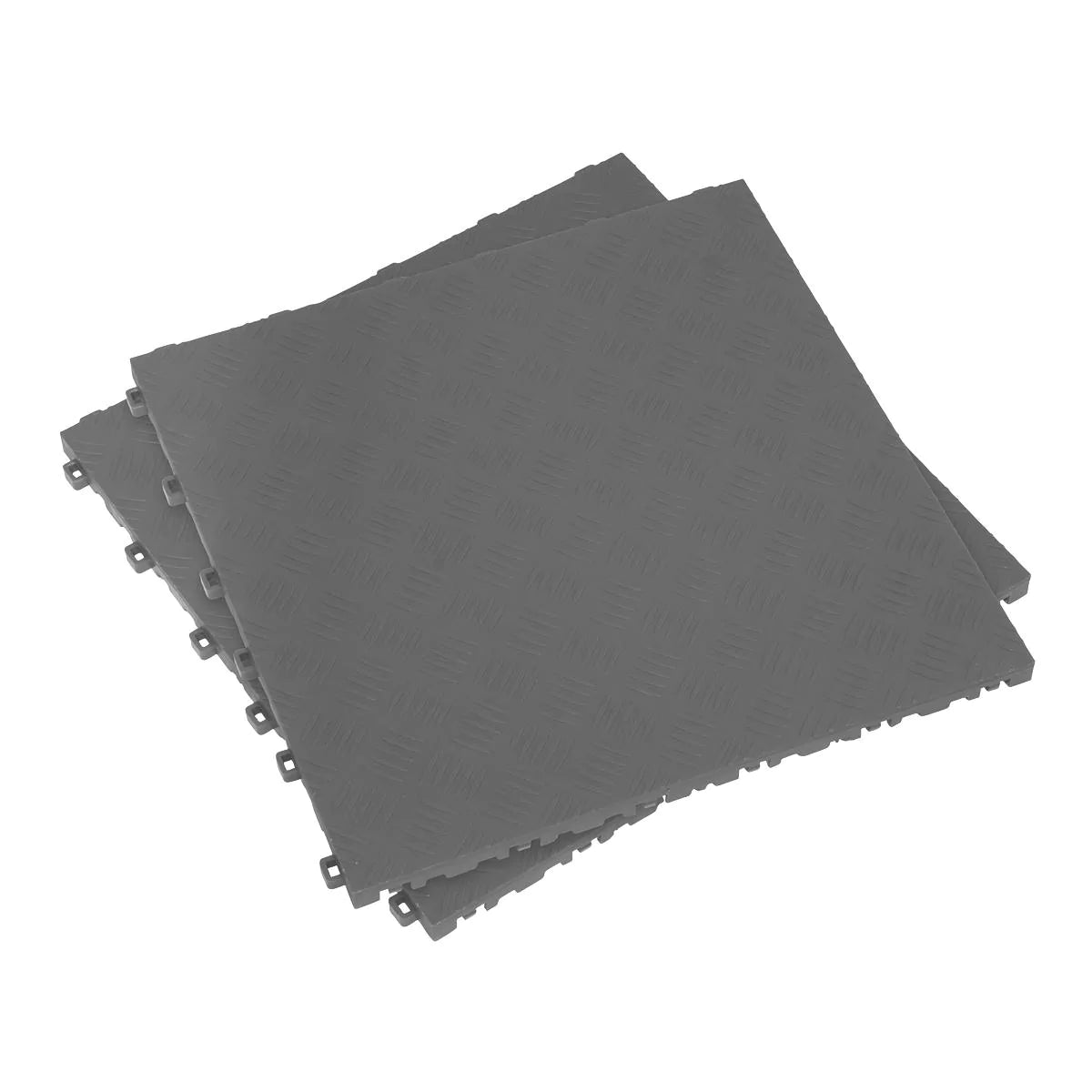 Polypropylene Floor Tile 400 x 400mm - Grey Treadplate - Pack of 9