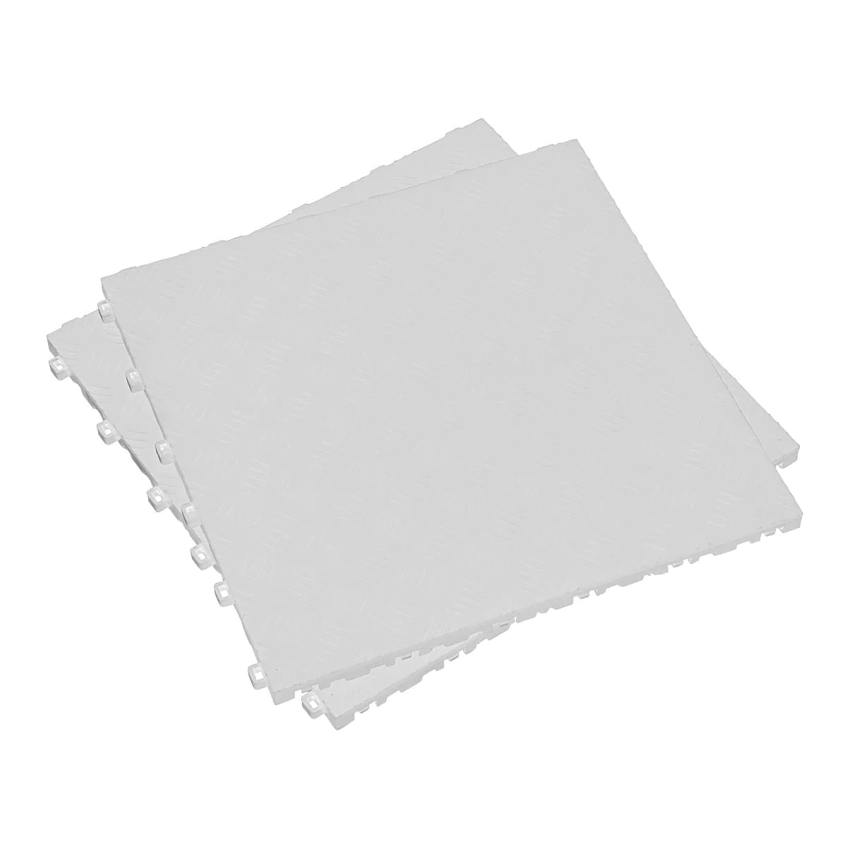 Polypropylene Floor Tile 400 x 400mm - White Treadplate - Pack of 9