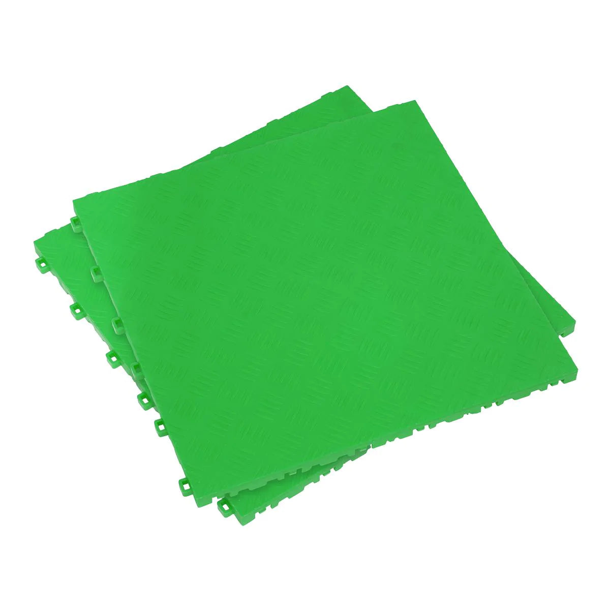 Polypropylene Floor Tile - Green Treadplate 400 x 400mm - Pack of 9