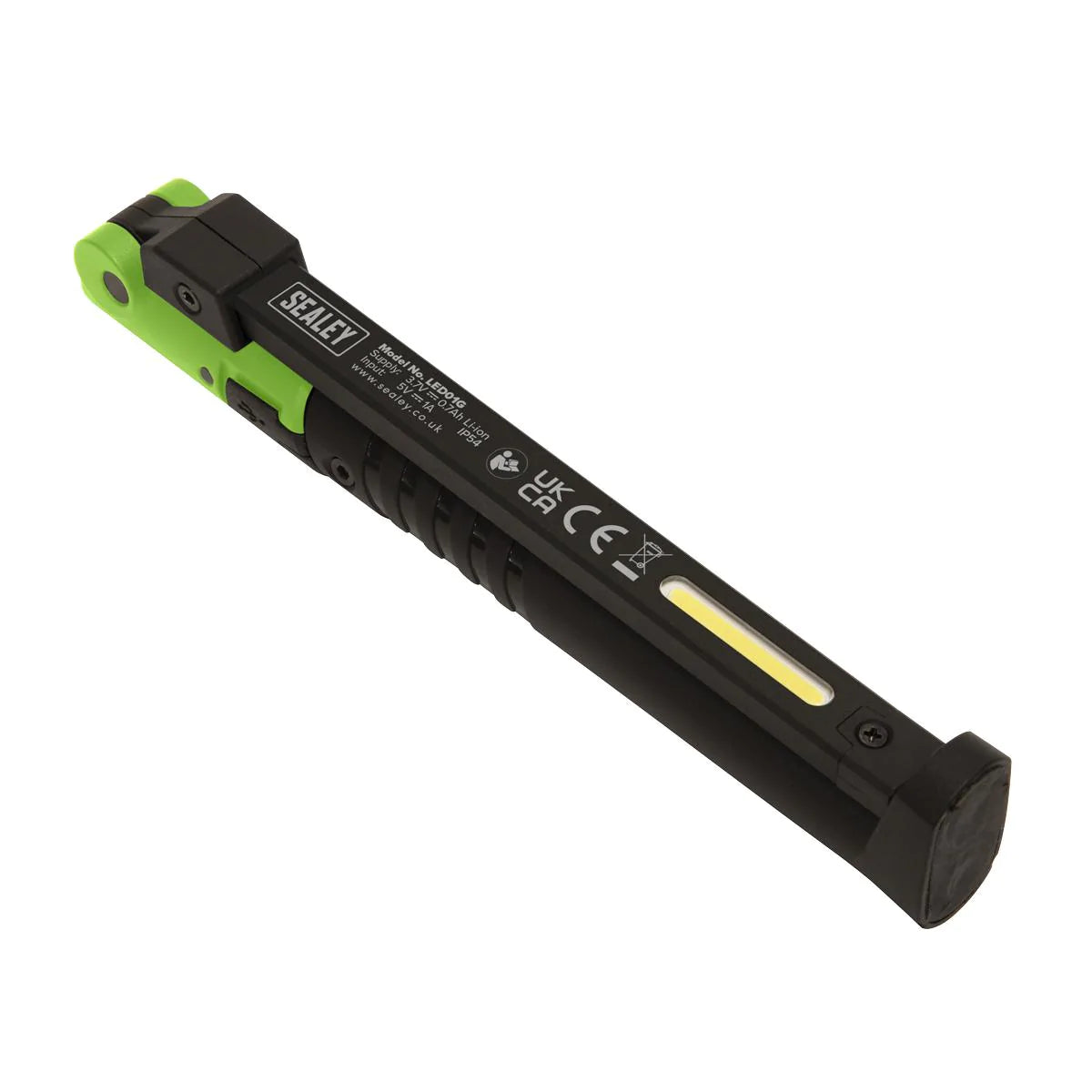 Rechargeable Slim Folding Pocket Light 2 COB & 1 SMD LED - Green