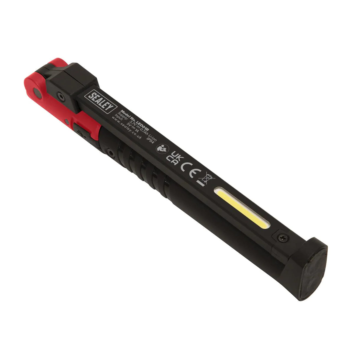 Wiederaufladbare, schlanke, faltbare Taschenleuchte mit 2 COB- und 1 SMD-LED – Rot