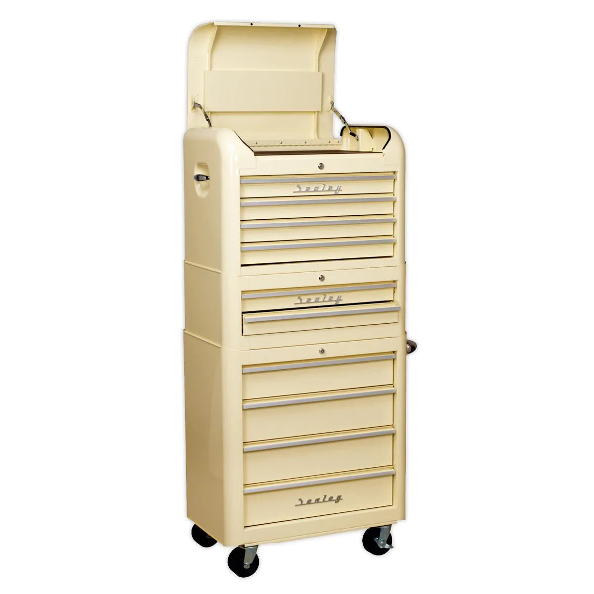 Retro Style Topchest, Mid-Box & Rollcab Combination 10 Drawer Cream