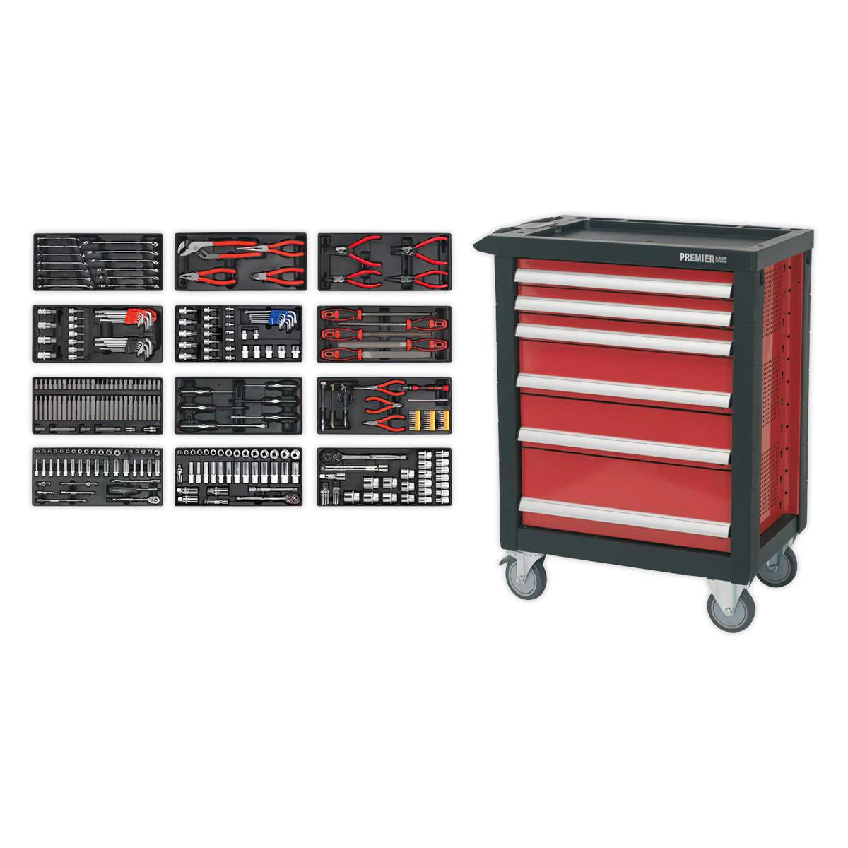 Rollcab 6 Drawer with Ball-Bearing Slides with 298pc Tool Kit